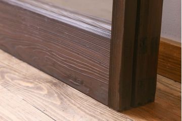 和製アンティーク　ダイヤガラス入り!深みのある木の色合いが素敵なガラス戸(引き戸)