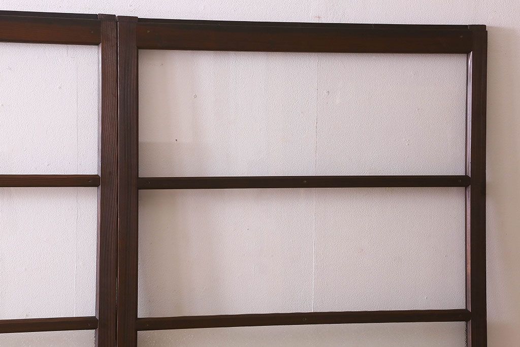 和製アンティーク　ダイヤガラス入り!深みのある木の色合いが素敵なガラス戸(引き戸)