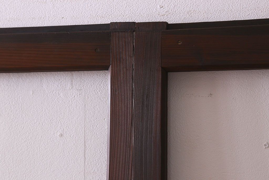 和製アンティーク　ダイヤガラス入り!深みのある木の色合いが素敵なガラス戸(引き戸)