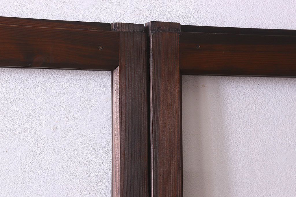 和製アンティーク　ダイヤガラス入り!深みのある木の色合いが素敵なガラス戸(引き戸)