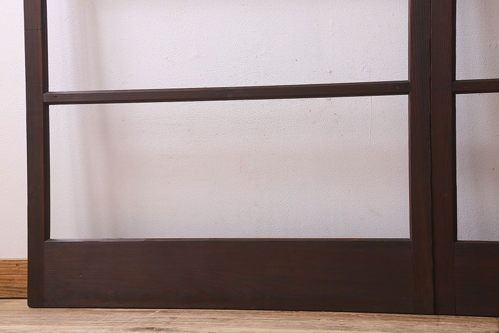 和製アンティーク　ダイヤガラス入り!深みのある木の色合いが素敵なガラス戸(引き戸)