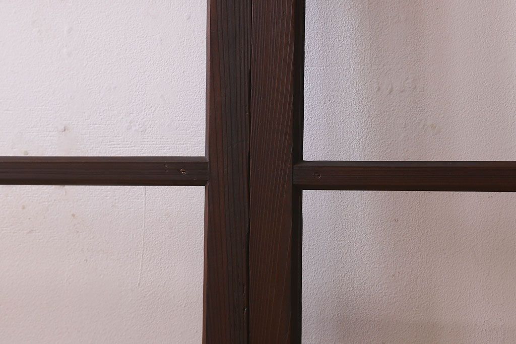 和製アンティーク　ダイヤガラス入り!深みのある木の色合いが素敵なガラス戸(引き戸)