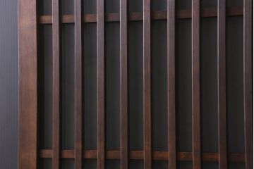 昭和期　すりガラス入り!縦桟が魅力的な格子戸(引き戸、ガラス戸)2枚セット(2)