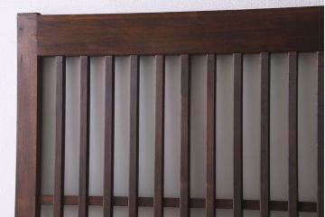 昭和期　すりガラス入り!縦桟が魅力的な格子戸(引き戸、ガラス戸)2枚セット(2)