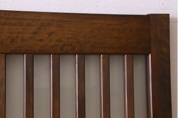 昭和期　すりガラス入り!縦桟が魅力的な格子戸(引き戸、ガラス戸)2枚セット(2)