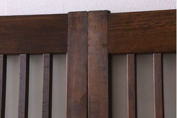 昭和期　すりガラス入り!縦桟が魅力的な格子戸(引き戸、ガラス戸)2枚セット(2)