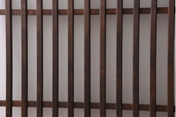 昭和期　すりガラス入り!縦桟が魅力的な格子戸(引き戸、ガラス戸)2枚セット(2)