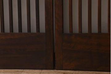 昭和期　すりガラス入り!縦桟が魅力的な格子戸(引き戸、ガラス戸)2枚セット(2)