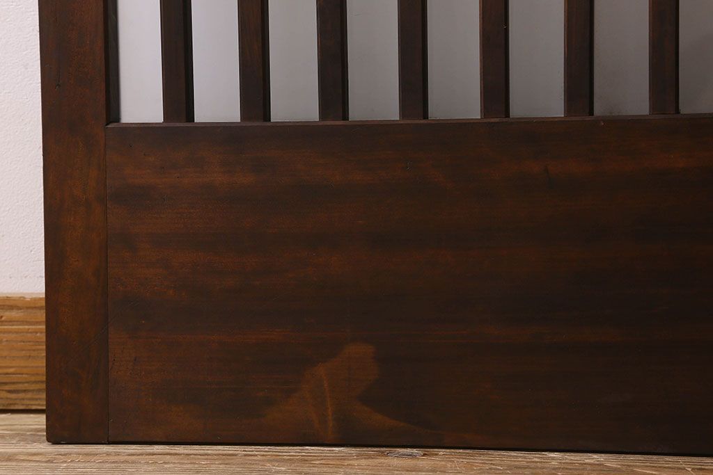 昭和期　すりガラス入り!縦桟が魅力的な格子戸(引き戸、ガラス戸)2枚セット(2)