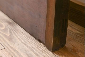 昭和期　すりガラス入り!縦桟が魅力的な格子戸(引き戸、ガラス戸)2枚セット(2)