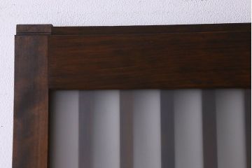 昭和期　すりガラス入り!縦桟が魅力的な格子戸(引き戸、ガラス戸)2枚セット(2)