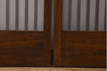 昭和期　すりガラス入り!縦桟が魅力的な格子戸(引き戸、ガラス戸)2枚セット(2)