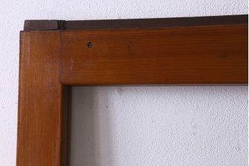 昭和レトロ　クリアガラス　チェッカーガラス使用!温かみのある雰囲気のヒノキ材のガラス戸(窓、引き戸)2枚セット