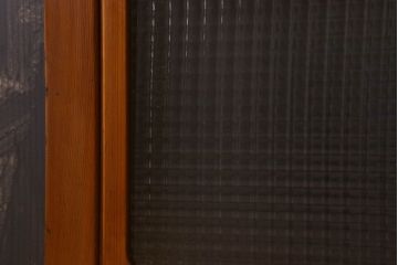 昭和レトロ　クリアガラス　チェッカーガラス使用!温かみのある雰囲気のヒノキ材のガラス戸(窓、引き戸)2枚セット