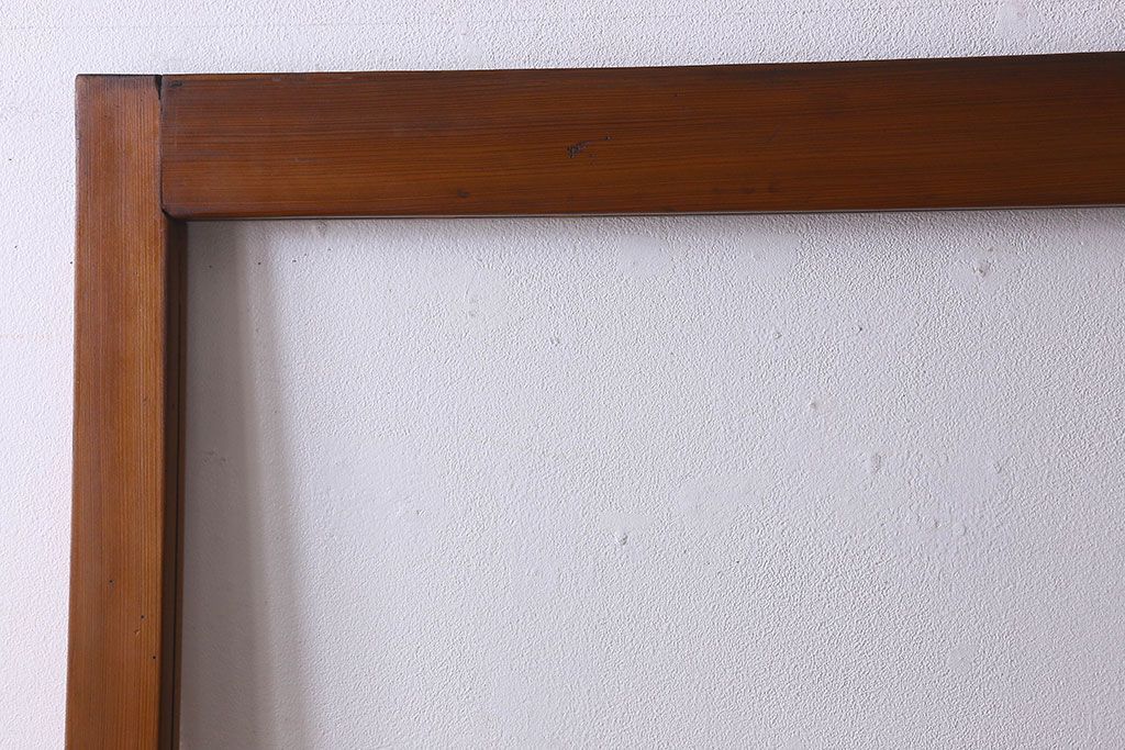 昭和レトロ　クリアガラス　チェッカーガラス使用!温かみのある雰囲気のヒノキ材のガラス戸(窓、引き戸)2枚セット