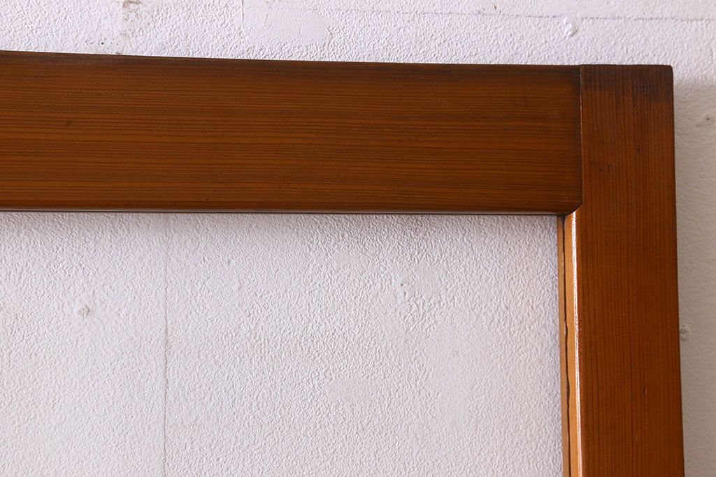 昭和レトロ　クリアガラス　チェッカーガラス使用!温かみのある雰囲気のヒノキ材のガラス戸(窓、引き戸)2枚セット