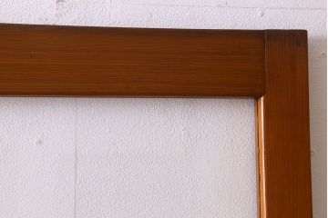 昭和レトロ　クリアガラス　チェッカーガラス使用!温かみのある雰囲気のヒノキ材のガラス戸(窓、引き戸)2枚セット