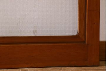 昭和レトロ　クリアガラス　チェッカーガラス使用!温かみのある雰囲気のヒノキ材のガラス戸(窓、引き戸)2枚セット