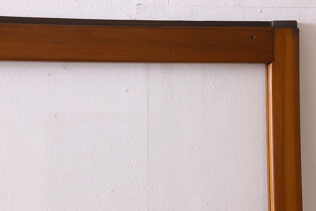 昭和レトロ　クリアガラス　チェッカーガラス使用!温かみのある雰囲気のヒノキ材のガラス戸(窓、引き戸)2枚セット