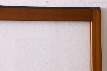 昭和レトロ　クリアガラス　チェッカーガラス使用!温かみのある雰囲気のヒノキ材のガラス戸(窓、引き戸)2枚セット