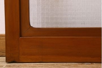 昭和レトロ　クリアガラス　チェッカーガラス使用!温かみのある雰囲気のヒノキ材のガラス戸(窓、引き戸)2枚セット