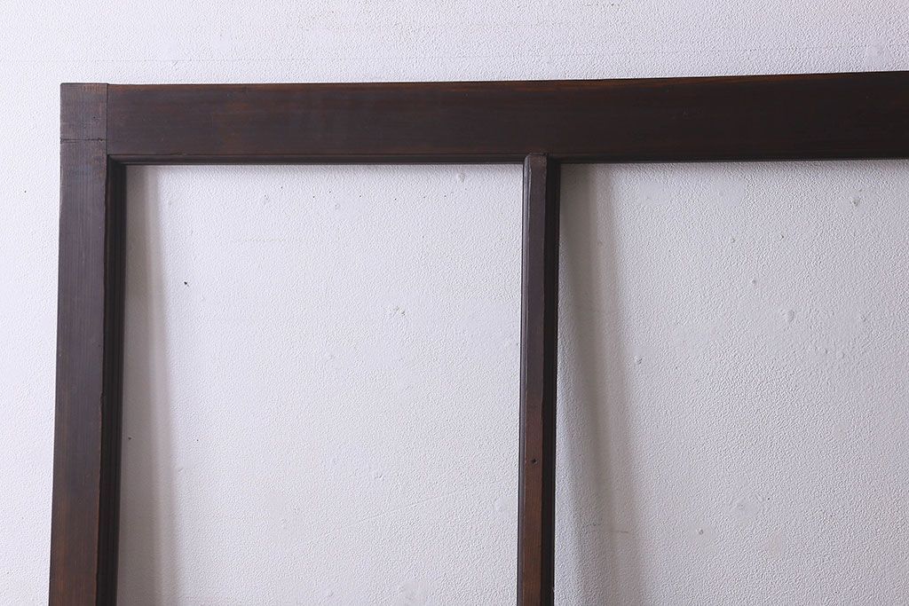 和製アンティーク　クリアガラス　ヒノキ材　欅材　上質なつくりのガラス戸(引き戸)