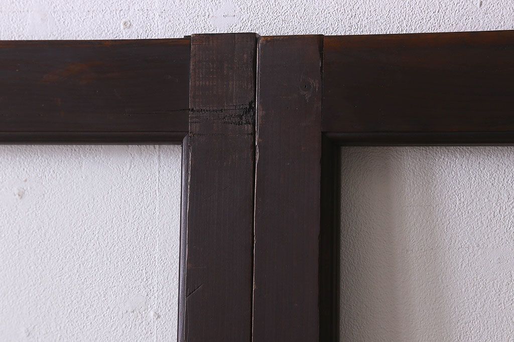 和製アンティーク　クリアガラス　ヒノキ材　欅材　上質なつくりのガラス戸(引き戸)