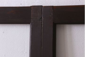 和製アンティーク　クリアガラス　ヒノキ材　欅材　上質なつくりのガラス戸(引き戸)