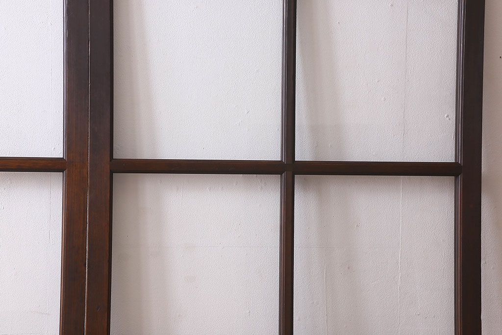 和製アンティーク　クリアガラス　ヒノキ材　欅材　上質なつくりのガラス戸(引き戸)