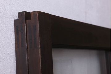 和製アンティーク　クリアガラス　ヒノキ材　欅材　上質なつくりのガラス戸(引き戸)