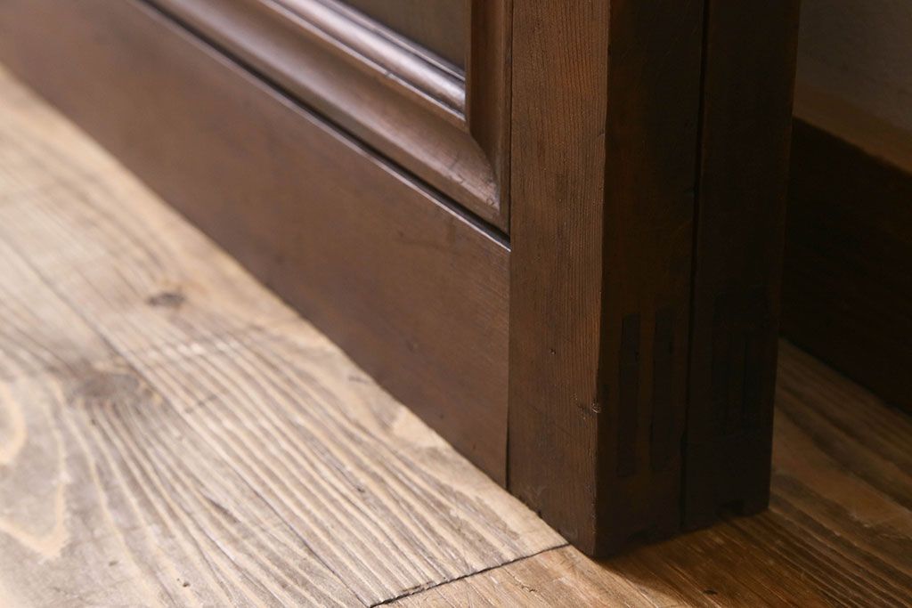 和製アンティーク　クリアガラス　ヒノキ材　欅材　上質なつくりのガラス戸(引き戸)