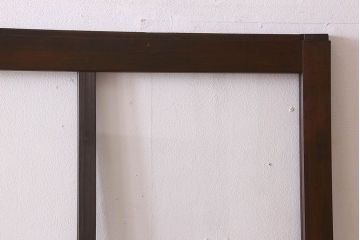 和製アンティーク　クリアガラス　ヒノキ材　欅材　上質なつくりのガラス戸(引き戸)