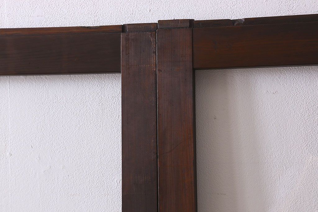 和製アンティーク　クリアガラス　ヒノキ材　欅材　上質なつくりのガラス戸(引き戸)