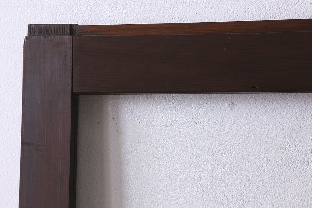 和製アンティーク　クリアガラス　ヒノキ材　欅材　上質なつくりのガラス戸(引き戸)