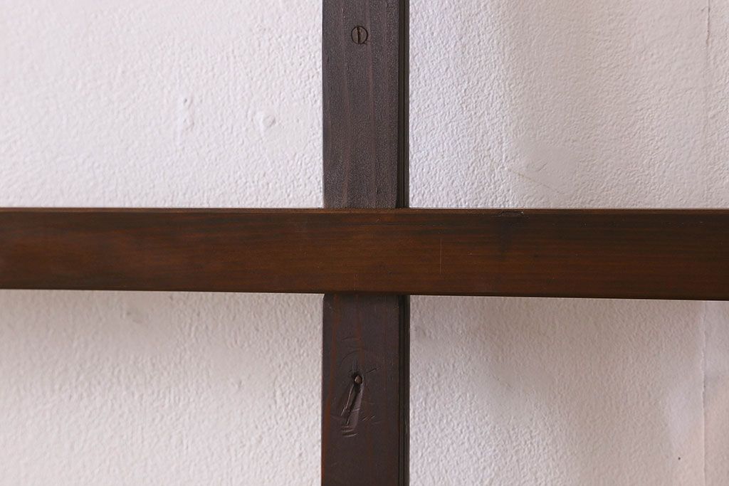 和製アンティーク　クリアガラス　ヒノキ材　欅材　上質なつくりのガラス戸(引き戸)