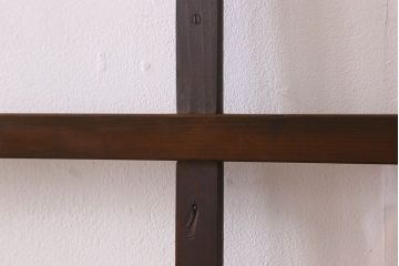 和製アンティーク　クリアガラス　ヒノキ材　欅材　上質なつくりのガラス戸(引き戸)