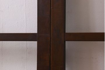 和製アンティーク　クリアガラス　ヒノキ材　欅材　上質なつくりのガラス戸(引き戸)