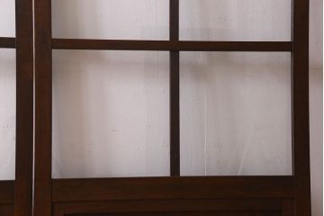 和製アンティーク　クリアガラス　ヒノキ材　欅材　上質なつくりのガラス戸(引き戸)