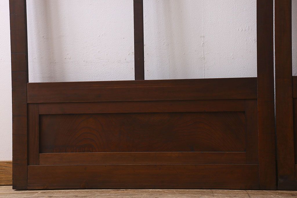 和製アンティーク　クリアガラス　ヒノキ材　欅材　上質なつくりのガラス戸(引き戸)