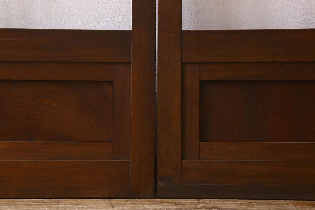 和製アンティーク　クリアガラス　ヒノキ材　欅材　上質なつくりのガラス戸(引き戸)