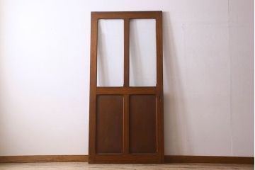 昭和レトロ　気泡ガラス入り!シンプルなデザインが魅力的なガラス戸(引き戸)
