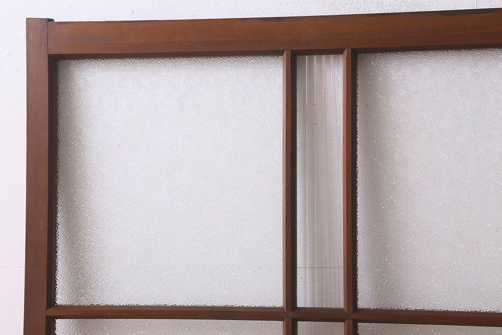 昭和レトロ　ダイヤガラス・モールガラス　2種のガラスがおしゃれなガラス戸(引き戸、窓)2枚組