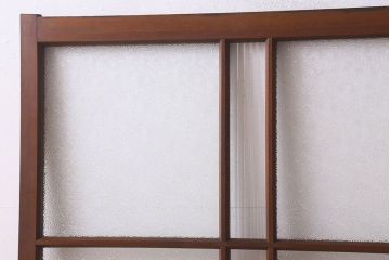 昭和レトロ　ダイヤガラス・モールガラス　2種のガラスがおしゃれなガラス戸(引き戸、窓)2枚組