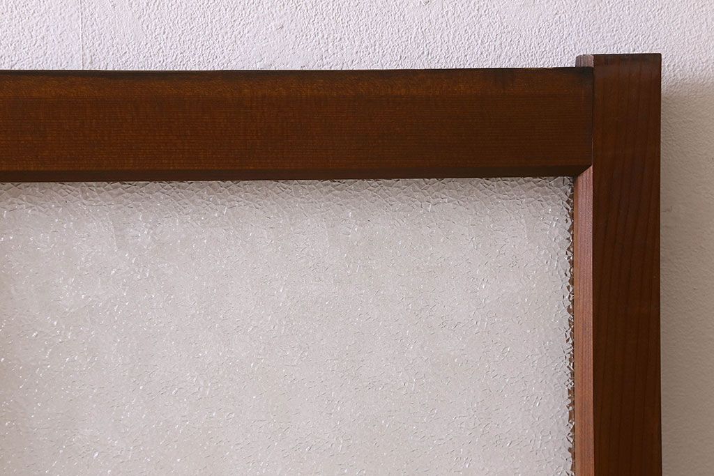 昭和レトロ　ダイヤガラス・モールガラス　2種のガラスがおしゃれなガラス戸(引き戸、窓)2枚組