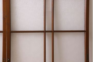 昭和レトロ　ダイヤガラス・モールガラス　2種のガラスがおしゃれなガラス戸(引き戸、窓)2枚組