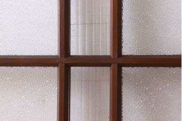 昭和レトロ　ダイヤガラス・モールガラス　2種のガラスがおしゃれなガラス戸(引き戸、窓)2枚組