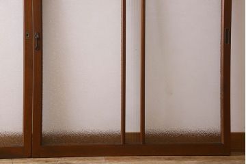 昭和レトロ　ダイヤガラス・モールガラス　2種のガラスがおしゃれなガラス戸(引き戸、窓)2枚組