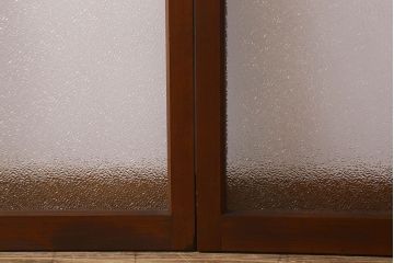 昭和レトロ　ダイヤガラス・モールガラス　2種のガラスがおしゃれなガラス戸(引き戸、窓)2枚組