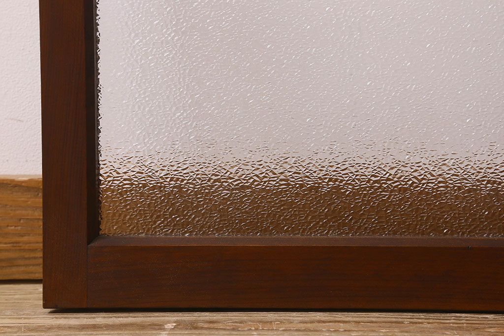 昭和レトロ　ダイヤガラス・モールガラス　2種のガラスがおしゃれなガラス戸(引き戸、窓)2枚組