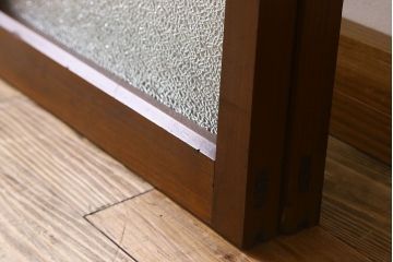 昭和レトロ　ダイヤガラス・モールガラス　2種のガラスがおしゃれなガラス戸(引き戸、窓)2枚組